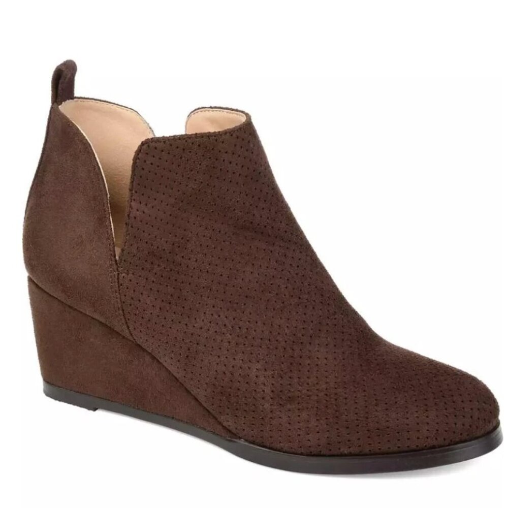 Journee Collection Women's Mylee Pull On Wedge Booties Brown Size 10